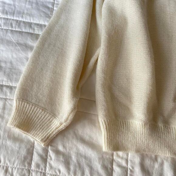 vintage mock neck embellished pearl bead knit sweater sz XL fairy christmas - Picture 7 of 8